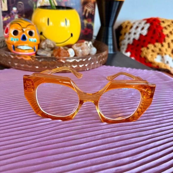 Yellow Oversized Geometric Glasses - Picture 2 of 4
